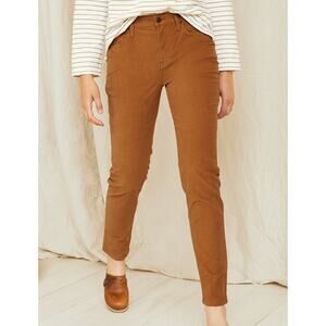 Garnet Hill Organic Cotton Chino Cropped Straight Leg Pants Camel Brown Size 6
